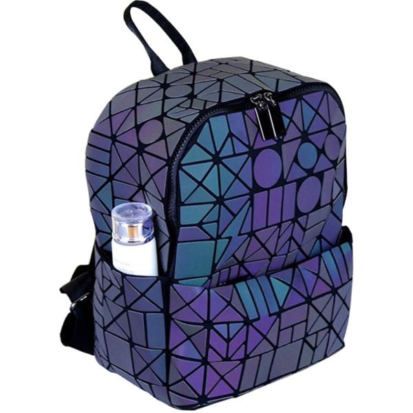 Small 20 L Laptop Backpack Luminous Geometric Holographic Reflective Backpack Color Changing Bag