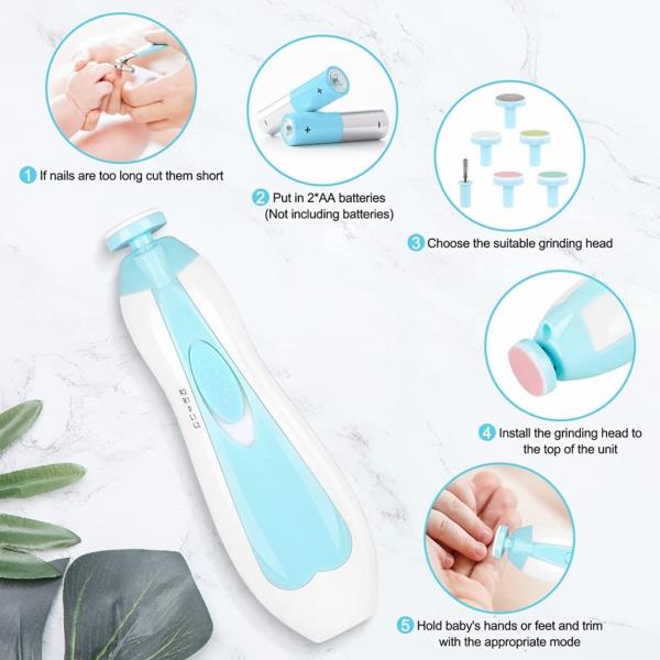 New Baby Nail File Electric,Baby Nail Trimmer Heads Safe for Newborn Baby