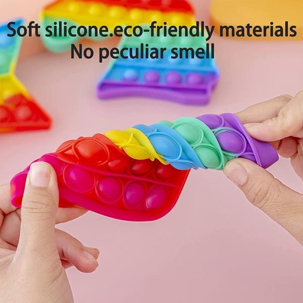  Puzzle Rainbow Push Pop it Fidget Toy Under Stress Relief Toys & Anti-Anxiety Sensory Bubble TO