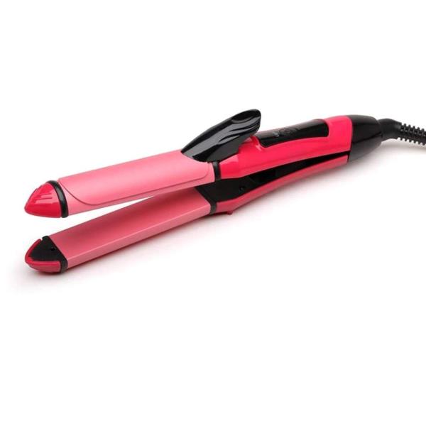 Pink Colour Nova Ceramic Coating Hair Straightener and Curler 2 in 1 Hair Straightener Hair Straight