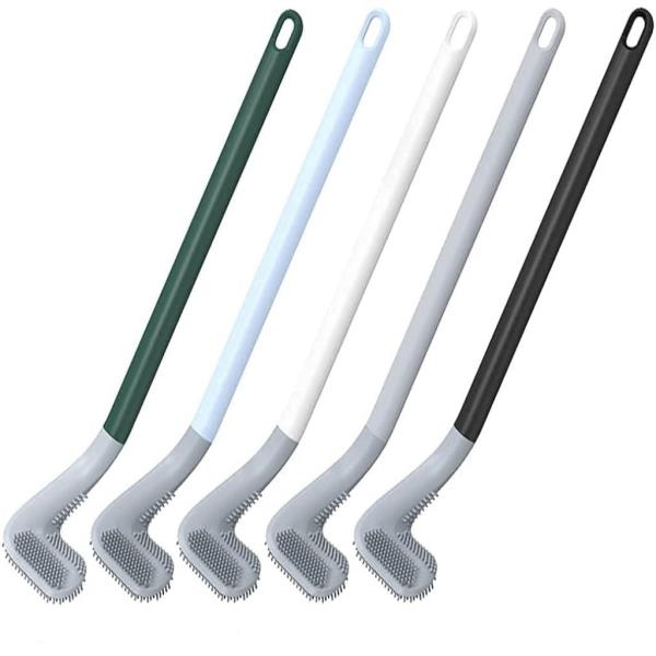  Silicon L-Shape Golf Toilet Cleaner Brush with Holder with Holder