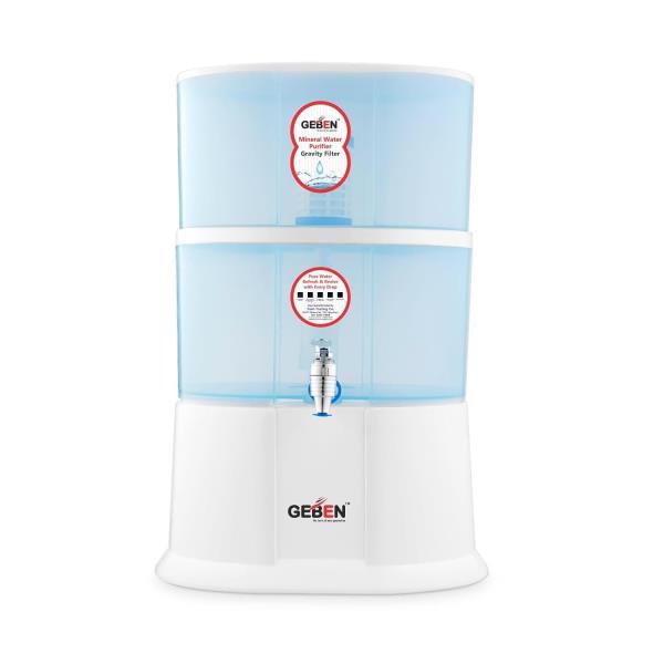GEBEN Gravity Water Purifier White 20L Storage & UF Technology Based non electric water purifier for
