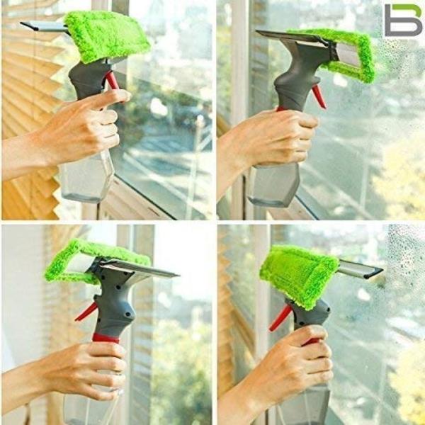  3 in 1 Plastic Easy Glass Spray Type Cleaning Brush Wiper Window Cleaner