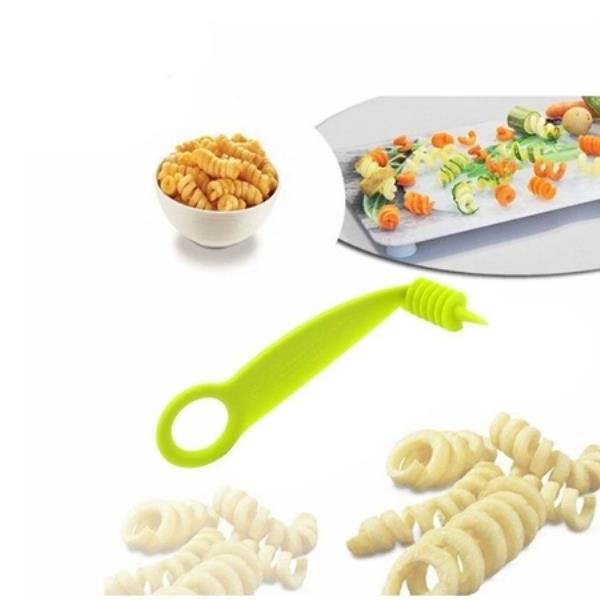 KITCHEN PLASTIC VEGETABLES SPIRAL CUTTER / SPIRAL KNIFE / SPIRAL SCREW SLICER 4 PCS SET