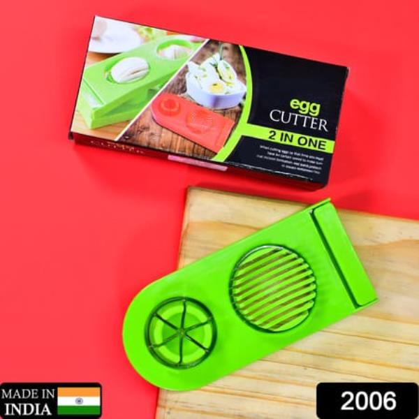 2 IN 1 DOUBLE CUT BOILED EGG CUTTER WITH STAINLESS STEEL WIRE FOR EASY SLICING OF BOILED EGGS