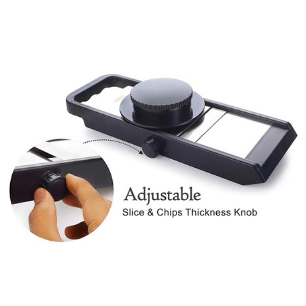 GANESH ADJUSTABLE PLASTIC SLICER, 1-PIECE, BLACK / SILVER