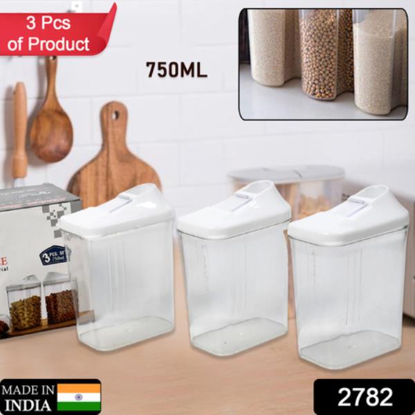 KITCHEN STORAGE JARS & CONTAINER SET 3PC , TRANSPARENT JAR SET FOR HOME & KITCHEN USE