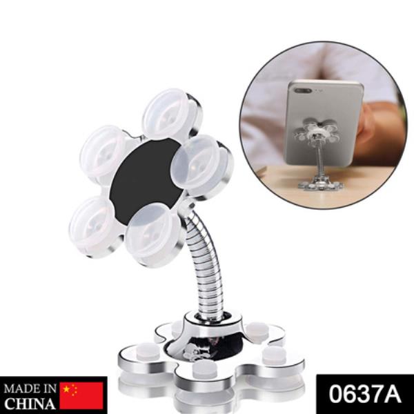 360 ROTATABLE FLOWER SHAPE CELLPHONE HOLDER CAR & MOUNT SUCKER STAND VIP STAND(MULTICOLORED WITH BOX