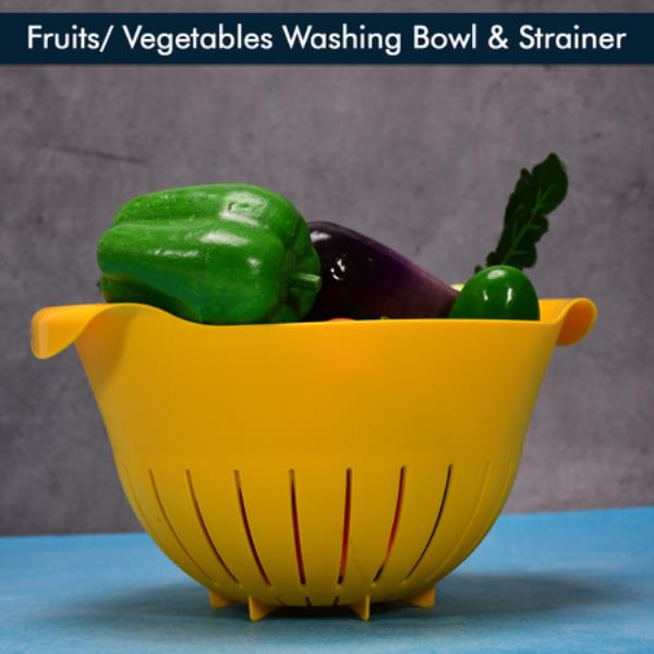 PLASTIC FRUITS VEGETABLE NOODLES PASTA WASHING BOWL & STRAINER