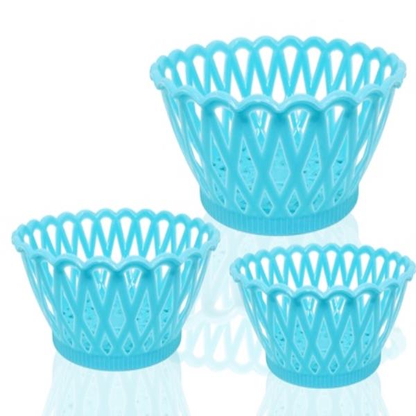 MULTIPURPOSE ROUND STORAGE PLASTIC BASKET TRAY (3PCS)