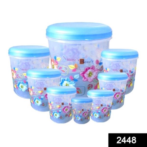 AIR TIGHT PLASTIC TRANSPARENT CONTAINER SET (10000ML, 7000ML, 5000ML, 3000ML, 2000ML, 1000ML, 750ML,