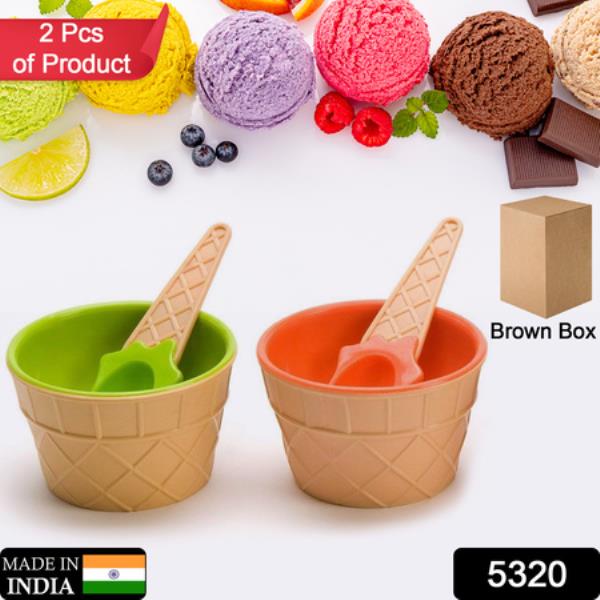 ICE-CREAM WAFFLE SPOON BOWEL CUP SET | PREMIUM ICE CREAM SET | ICE-CREAM BOWEL WITH SPOON | 2 UNITS 