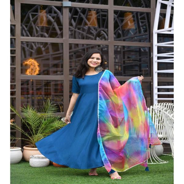  GOWN :- Astha Silk (Fully stitched) With Lace Border