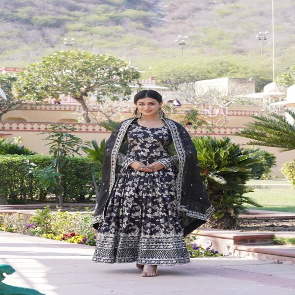 #GOWNLOVE  GOWN:-???? ???? Fabrics & Work :- Viscose Diable Jacquard With Sequins Embroidered Work