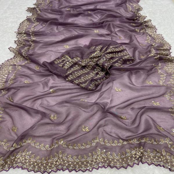 Primium Simmer Silk Tissue Saree With Sequnce Embroidery Work It’s Primium Designer Collection With 