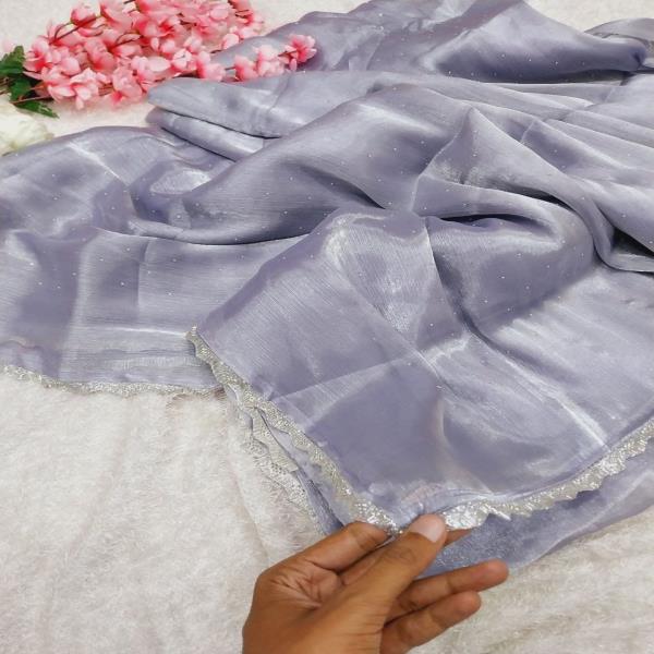  Pure crystal Jimmy choo saree with complete diamond work all over and heavy hand work border  with 