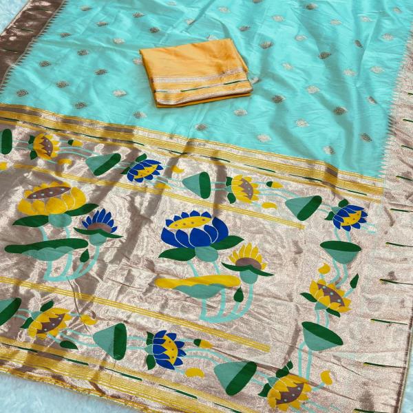 Primium Glass Crush Tissue Two Ton Zari Saree Silk With Gold Val Lace Border Cutt Work Sareee(5.40 M