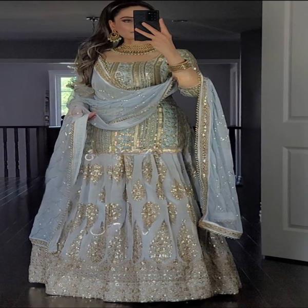 MRF307 Faux Georgette With 5mm Sequence Fancy Border Work