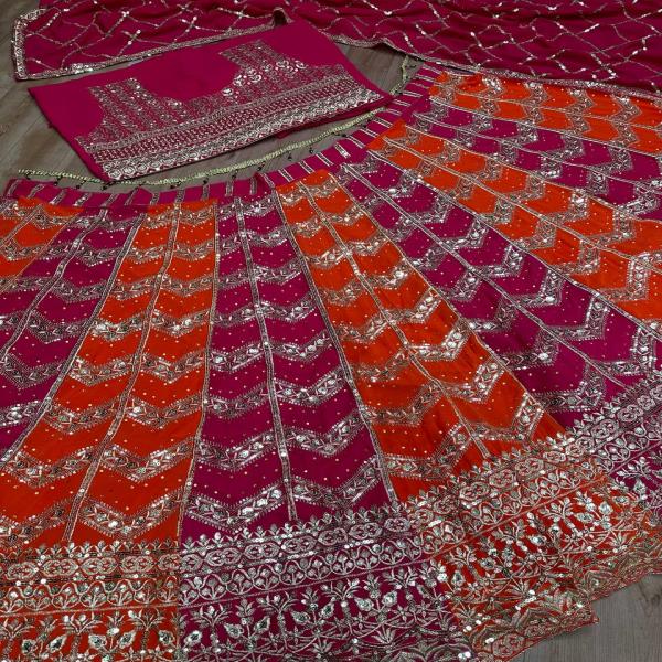VDD  9231 PURE FAUX GEORGEET WITH 3MM AND 5MM EMBROIDERY SEQUENCE DESIGN WORK