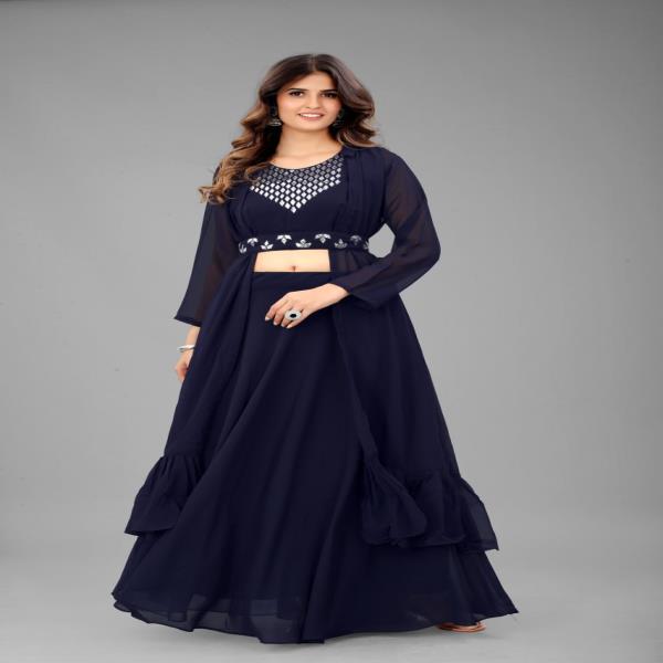 LD11 1226 full stich Georgette lehnga choli adn Jecket 2 piece set*