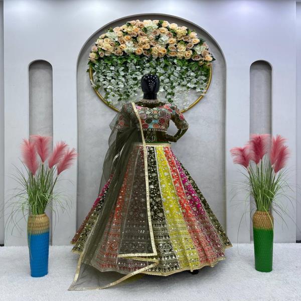  Zari with 9 mm sequence with fancy lace broder Foux gorgette 