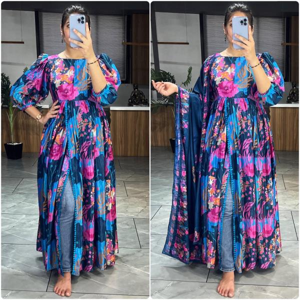GRO  6028  SINGLES AVAILABLE ????Gown(ADJUSTABLE FREE SIZE)? Fabric : Heavy Chinon