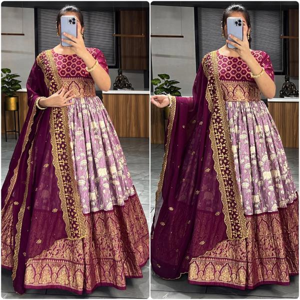 GRO  6034  SINGLES AVAILABLE Gown Details Fabric : Soft Crush Dola Silk