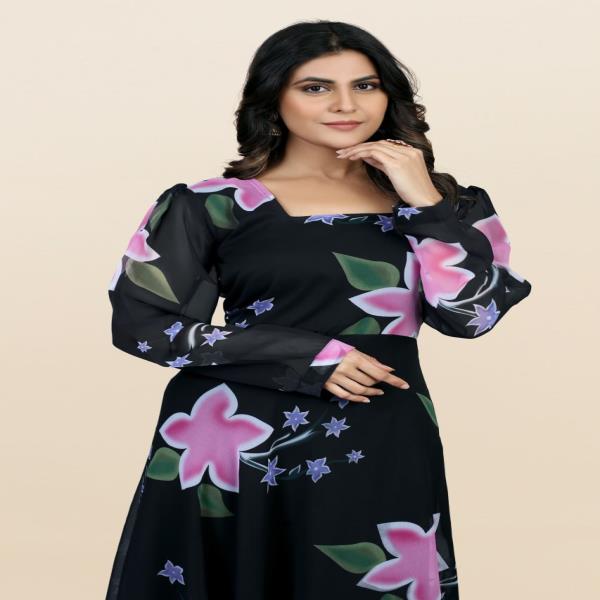 NEW BLACK DESIGN WITH ALL OVER FLOWER PATTERN.GORGET GOWN FOR ALL YOUR FESTIVAL AND WEDDINGS. 