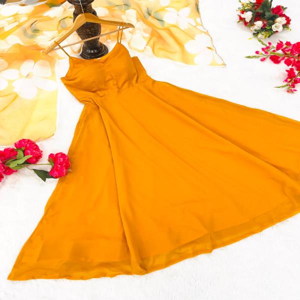 PURE SOFT FOX GEORGETTE  FABRIC INNER MICRO COTTON FLAIR: 7.5 mtr  plus fully flair
