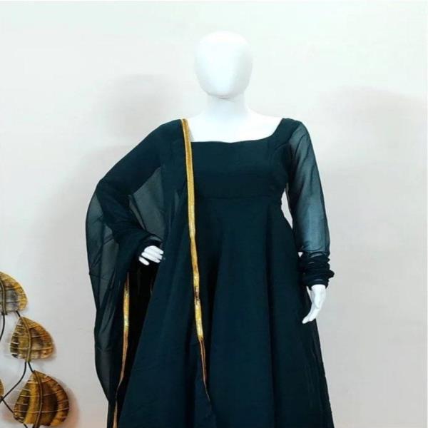 GOWN FABRIC: HEAVY GEORGETTE WITH BEAUTIFUL NACK PATTERN AND FULL CHUDIDAR SLEEVES (FULL STITCHED)