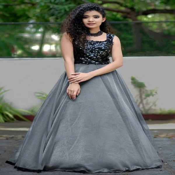 GOWN : Heavy Georgette with Embroidery Black Sequence work