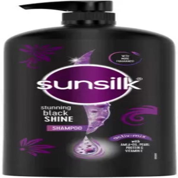 SUNSILK Stunning Black Shine Shampoo,With Amla+Oil & Pearl Protein  (1 L)