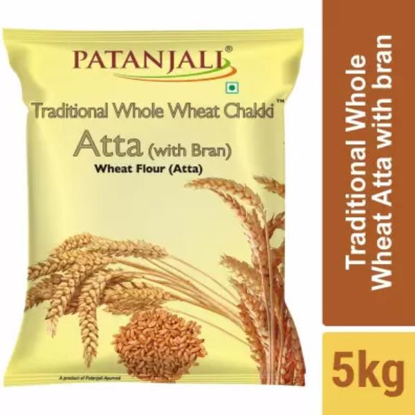PATANJALI Chakki Atta, Whole Wheat with Bran, Genhu ka Atta, Organic Flour  (5 kg)