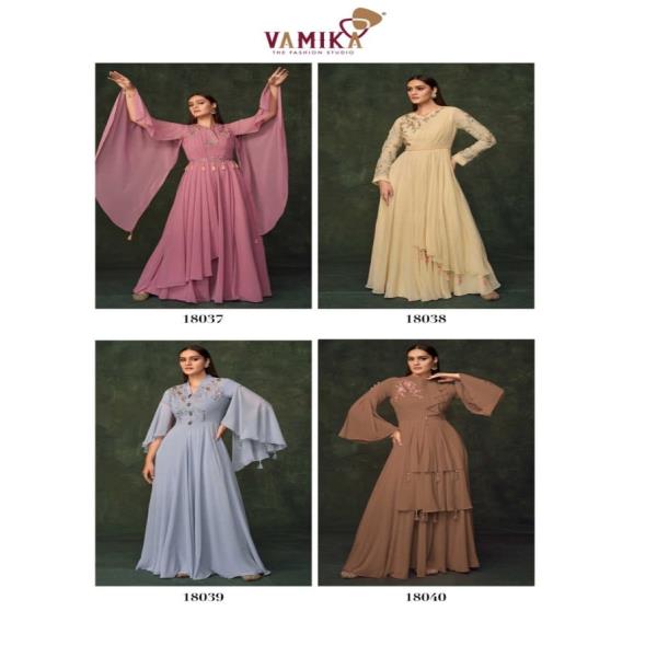  LAD 5  SINGLES AVAILABLE   ?? FABRICS ?? TOP:- HEAVY GEORGETTE WITH HEAVY EMBROIDERY WITH HANDWORK 