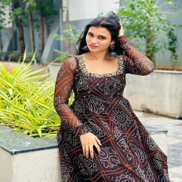 XLA   bandhani print  SINGLES AVAILABLE Featuring Solid fox Georgette Maxi Dress gown with embroider