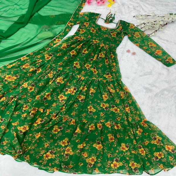 SWC 1101  SINGLES AVAILABLE Anarkali Gown - Digital printed pure Georgette silk Anarkali suit of hug