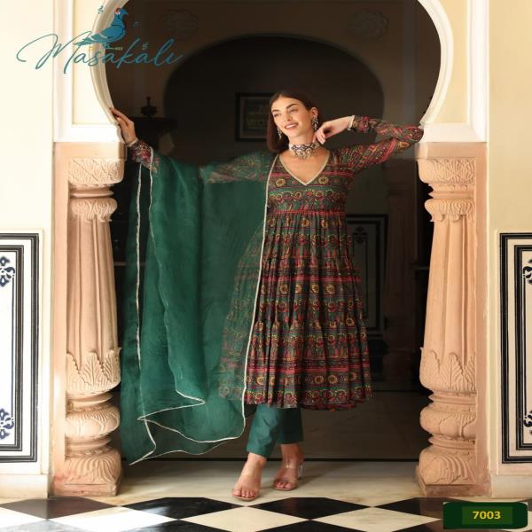 LAD 07  SINGLES AVAILABLE   Fabric Details :-  Gown :- soft Maslin silk Fabric.