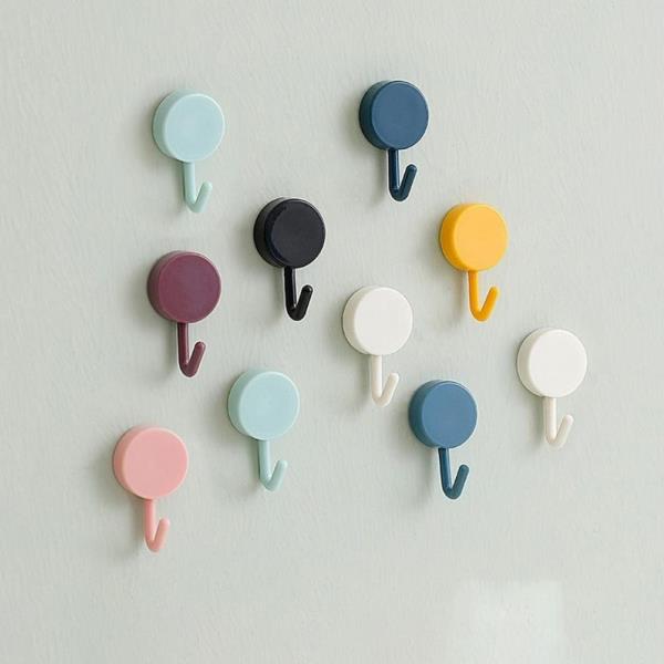 Akshar collection Round Hook for Hanging |Colorful Round Magnetic Hooks |Sticky Wall Hook (10PC) Hoo
