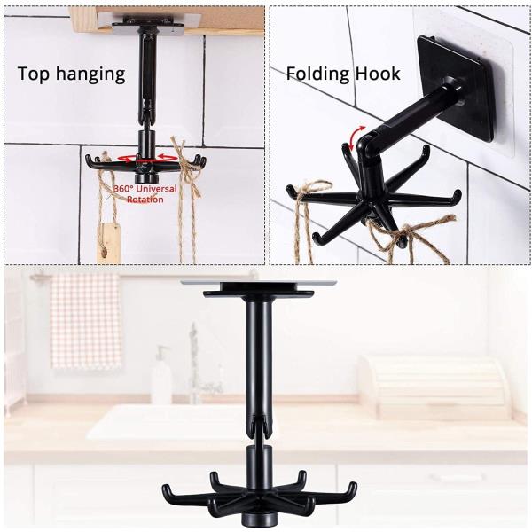 Minato 360° Rotating Folding Hook Wall Mounted Kitchen Utensil Hanging Rotary Hook Hook 6