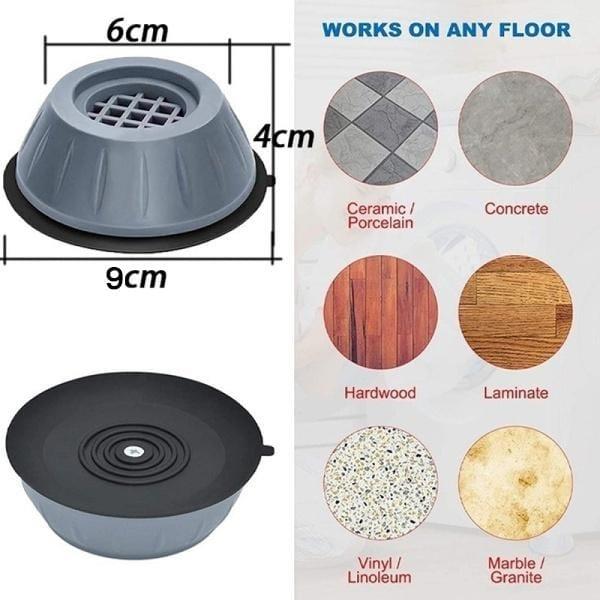 EAYIRA 4 Pcs Washer Dryer Anti Vibration Pad Slip Mat with Rubber Pads Suction Cup Feet, Fridge Wash