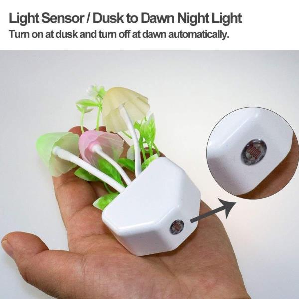 InspireCloud auto ON/Off Sensor Mushroom Shape LED Night lamp with Multicolor Light Illuminated and 