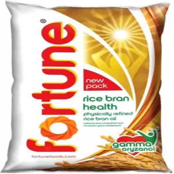Fortune Rice bran health physically refined Rice Bran Oil Pouch  (1 L)