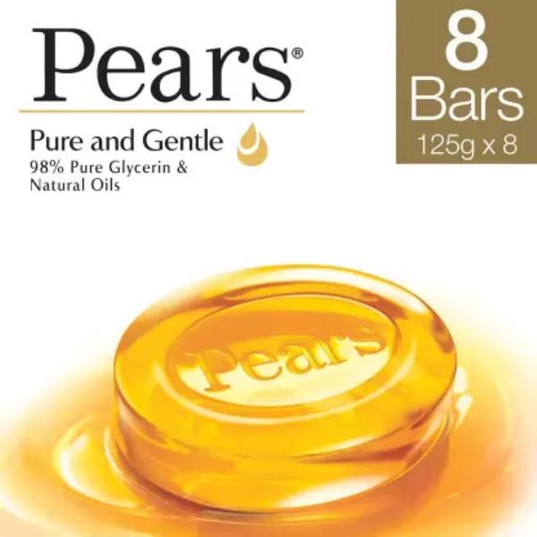Pears Pure & Gentle Soap Bar, Paraben-Free Body Soaps For Soft Skin  (8 x 125 g)