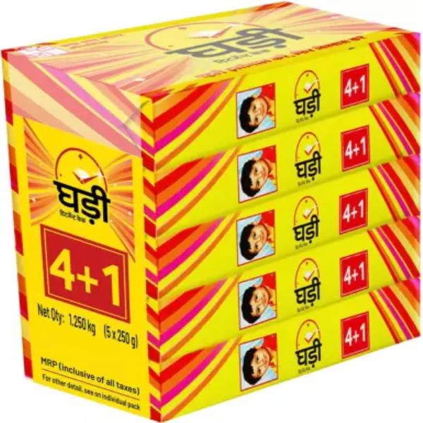 Ghadi Detergent Cake 250 x 5 Detergent Bar  (1250 g, Pack of 5)
