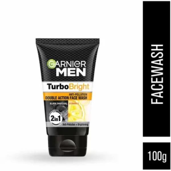 Garnier Men Turbo Bright Double Action Brightening & Anti-Pollution Charcoal Face Wash  (100 g)