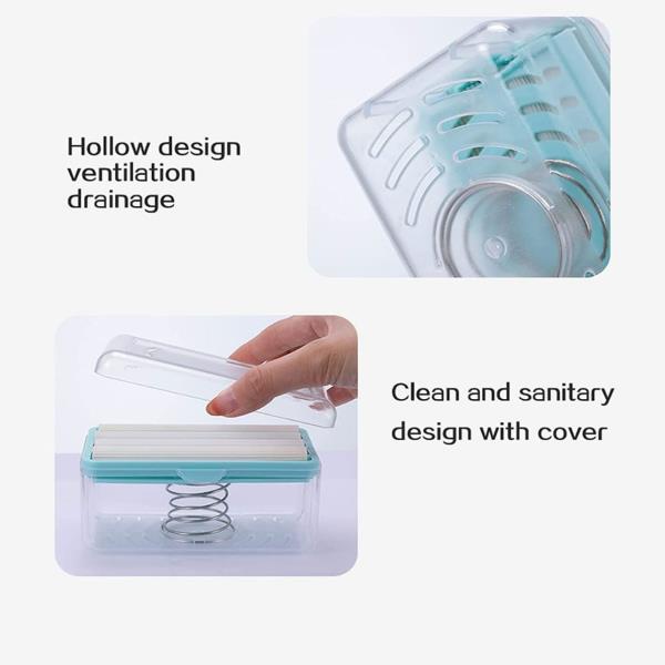 oap Dispenser with Roller and Drain Holes Soap Holder Foaming Soap Bar Box