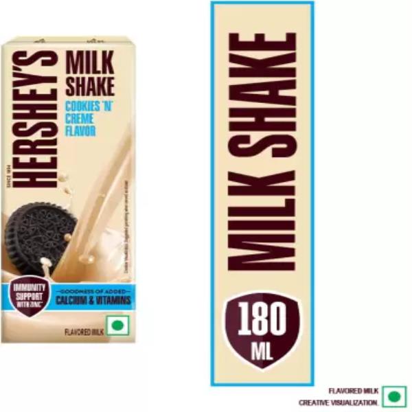HERSHEY'S Cookies N Creme Flavored Milkshake | Enriched with Calcium  (180 ml)