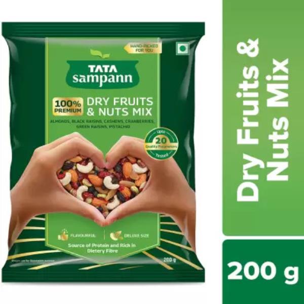 Tata Sampann 100% Premium Dry Fruits and Nuts Mix Almonds, Raisins, Cashews, Cranberries, Pistachios