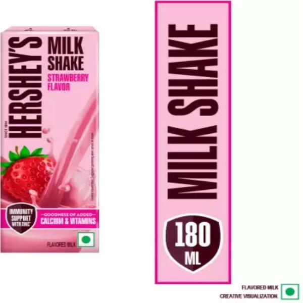 HERSHEY'S Strawberry Flavored Milkshake | Enriched with Calcium  (180 ml)