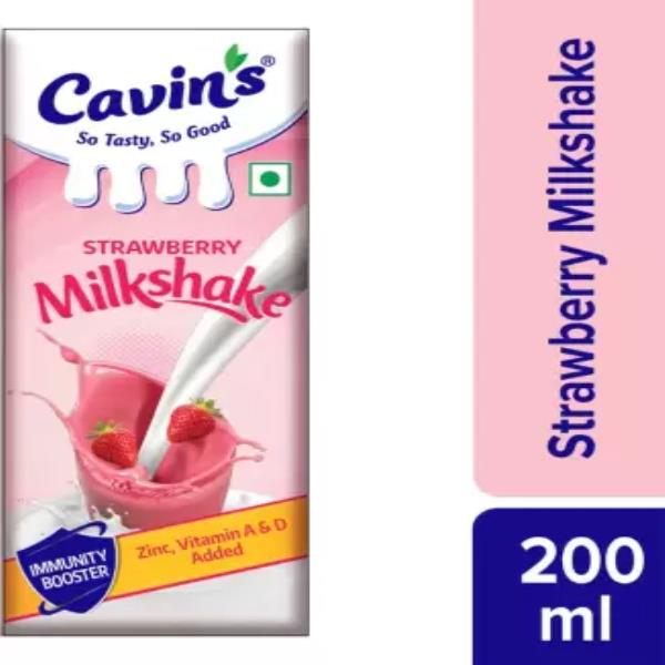 Cavin's Strawberry Milkshake, with Zinc, Vitamin A & D, No Preservative 200ml